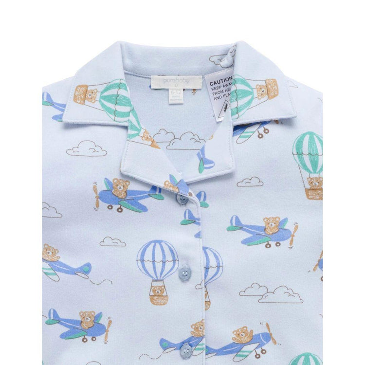 Purebaby Organic Skies The Limit Print Button Up Pj Set