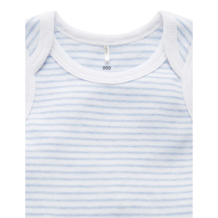 Purebaby Organic Singlet Bodysuit Unisex - Pale Blue Melange Stripe