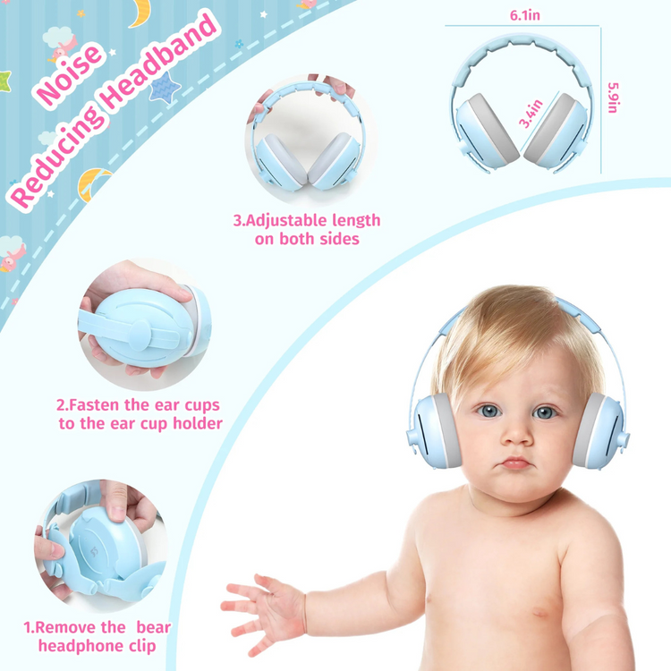 Gaabi Baby 2 in 1 Earmuffs | Headband Hearing Protection (0-48m)