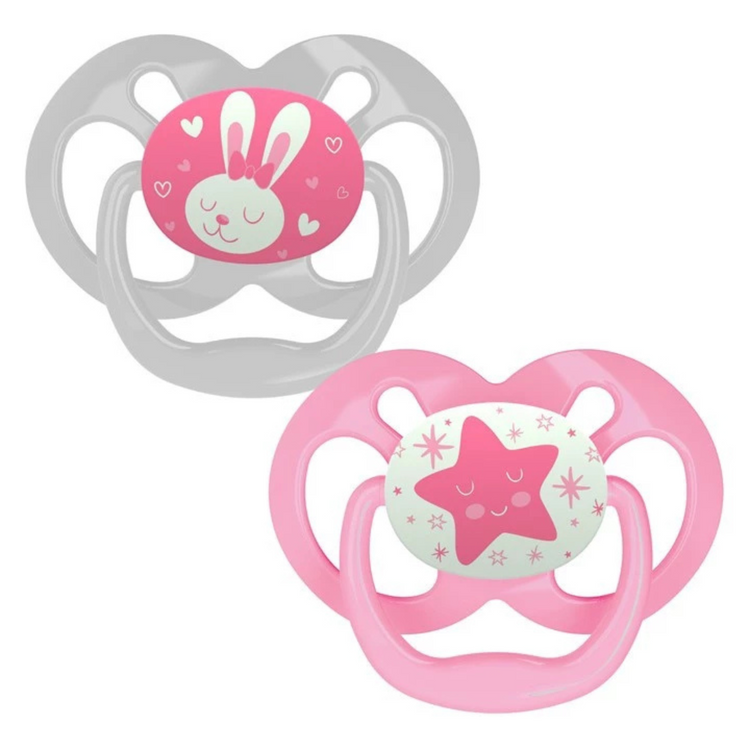 Dr Brown's Advantage Pacifiers Glow In The Dark (2pcs) Stage 1 (0-6m)/Stage 2 (6-18m)