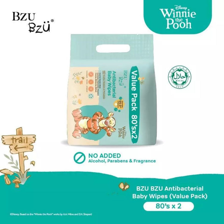 BZU BZU Antibacterial Baby Wipes Value Pack ( 80's x2 )