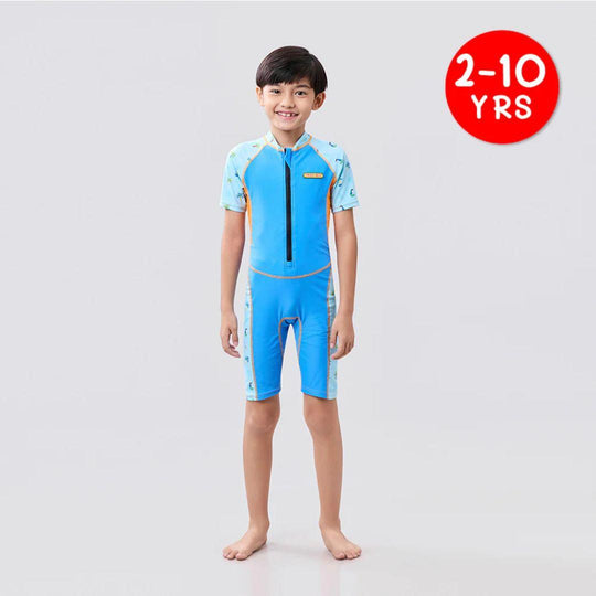 Cheekaaboo AquaLite Swimsuit Nylon 1-Piece UPF50+ Blue Palm Tree