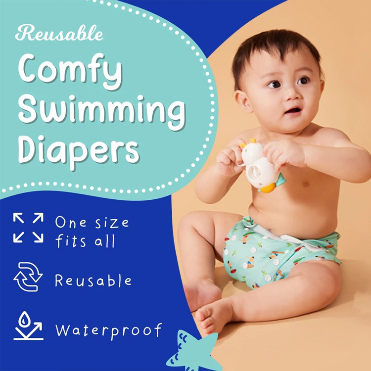 Cheekaaboo Reusable Swim Diaper - Surfer (Free Size) for 6 - 36 Months