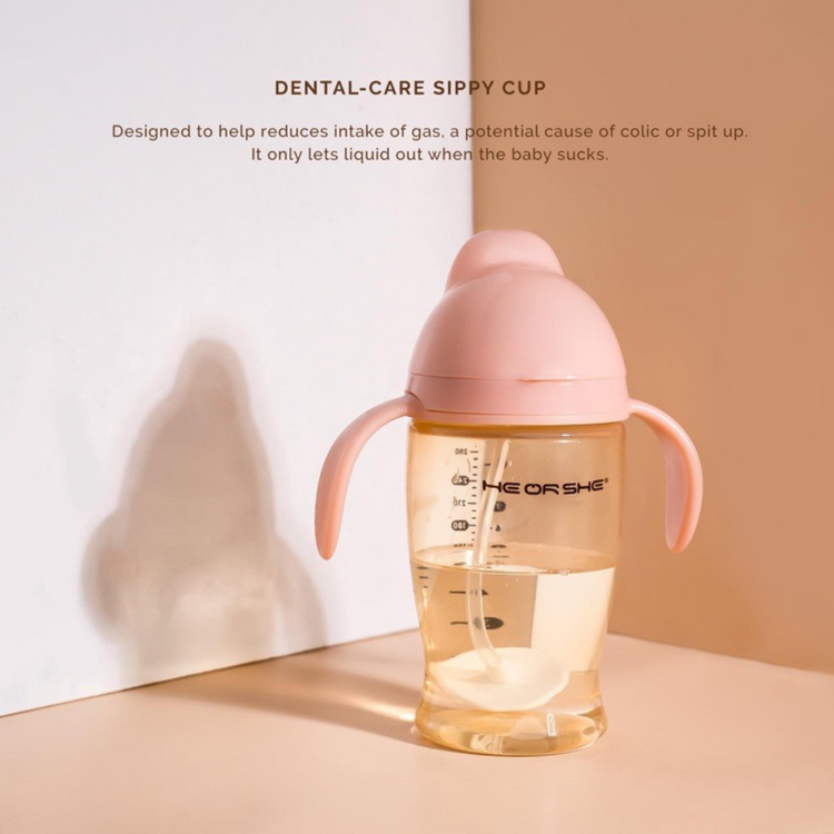 He Or She Dental-Care Sippy Cup 6oz/180ml - Pink