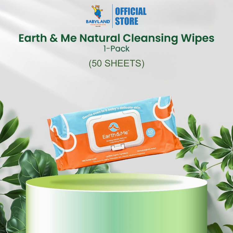 Earth & Me Biodegradable Natural Cleansing Wipes 50'S (99% Water)