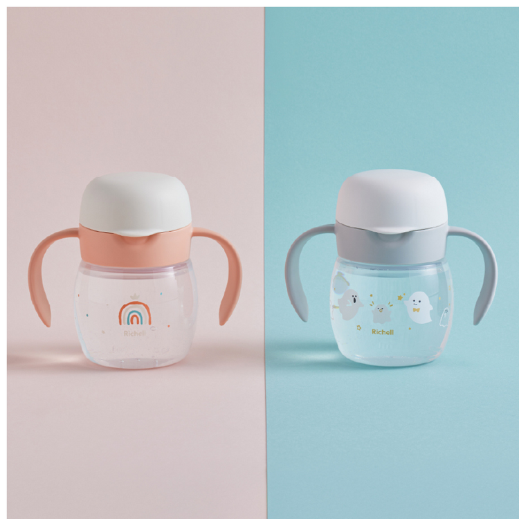 Richell Training L.I Easy-Sip Direct Drink Cup 200ml - Peach (8m+)