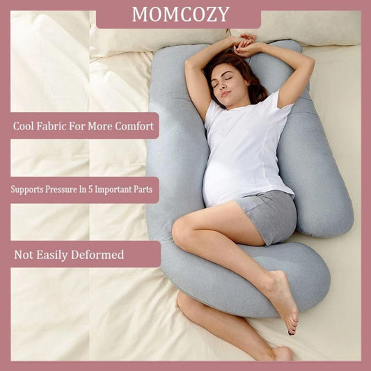 Momcozy PP102 U-Shaped Cooling Fabric Pregnancy Pillow - Blue