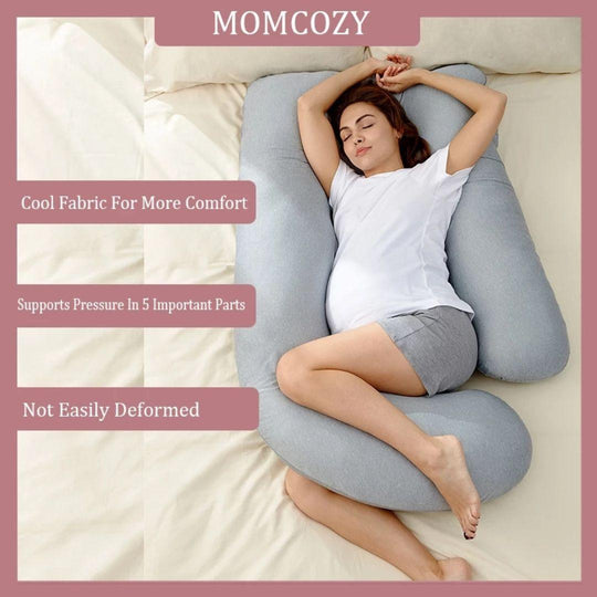 Momcozy PP102 U-Shaped Cooling Fabric Pregnancy Pillow - Blue