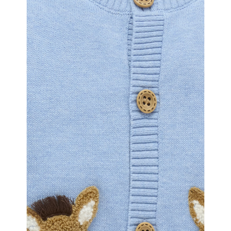 Purebaby Organic Donkey Fiesta Friends Cardigan - Caribbean Melange Print