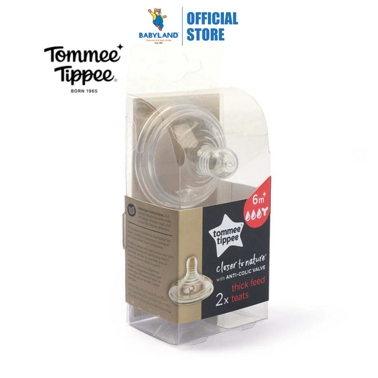 Tommee Tippee Closer to Nature Teats with Anti-Colic Valve - Thick Feed Flow (Y-CUT) (6m+)