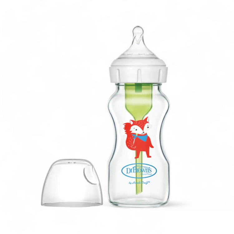 Dr Brown's Options+ Glass Wide-Neck Bottle with Level 3 Teat (270mL) - Fox