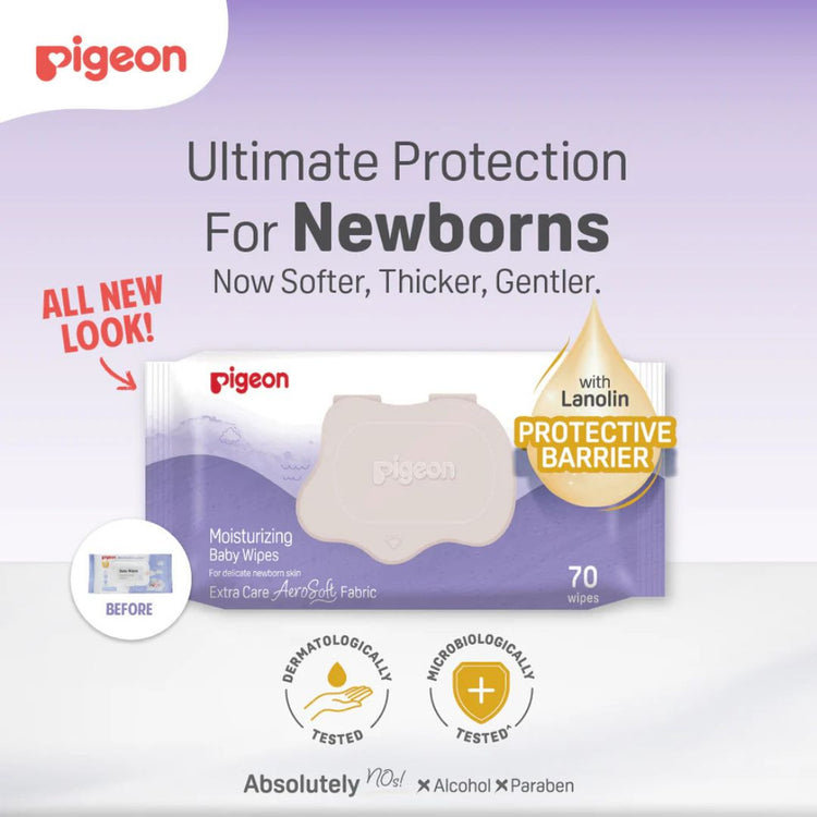 Pigeon Moisturizing Baby Wipes Hard Lid Cover (70's x 3)