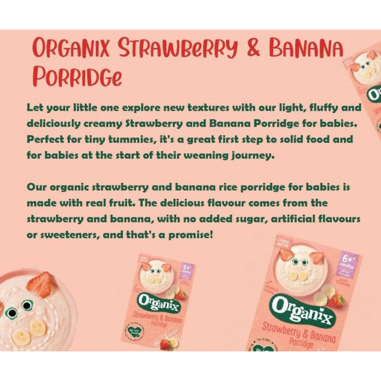 Organix Strawberry & Banana Porridge For Babies (6M+)