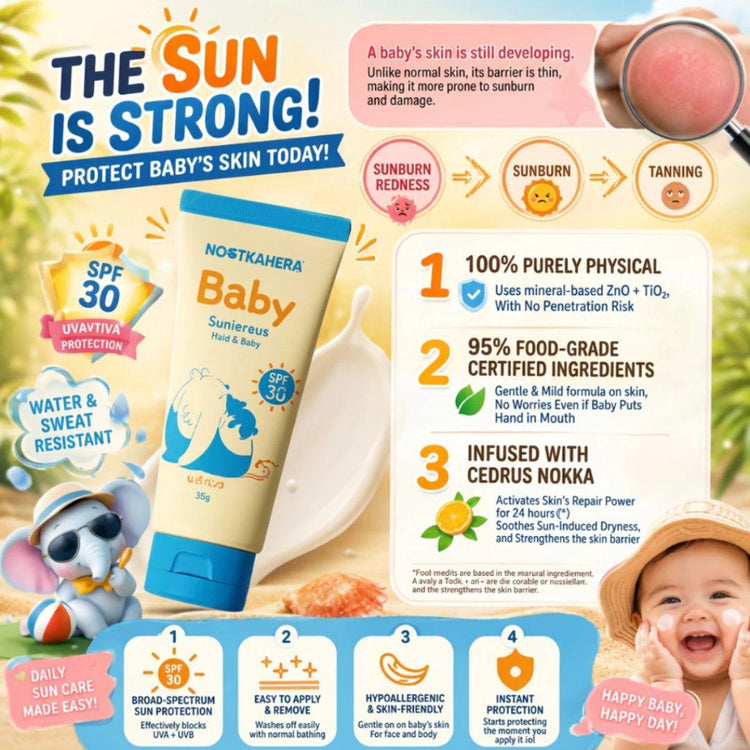 Nootkaherb Baby Sunscreen Face & Body SPF30 50g | Food-Grade sunscreen | 1st in Malaysia