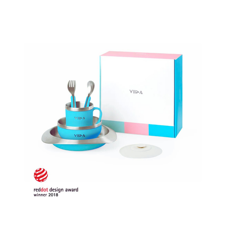 Viida Soufflé Antibacterial Stainless Steel Tableware Set with Suction Pad (EU)