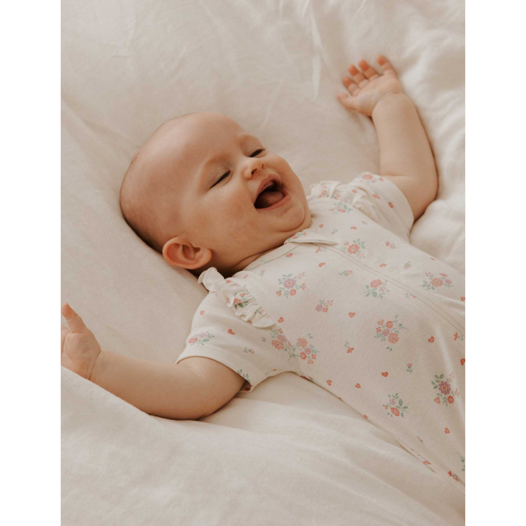 Purebaby Organic Zip Growsuit Love Heart Floral Print