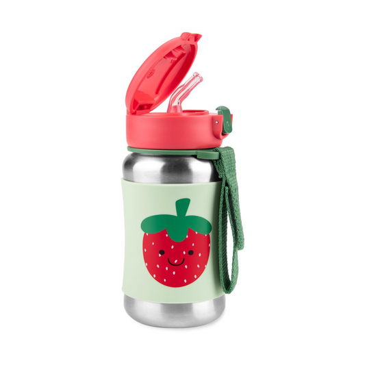 Skip Hop Spark Style Stainless Steel Straw Bottle - Strawberry