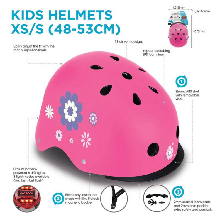 Globber Helmet Elite Light Deep Pink - Flower (48-53cm)