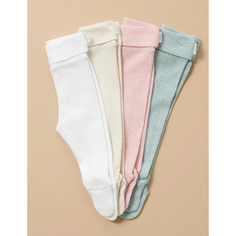 Purebaby Organic Footed Leggings - Wheat Melange Pointelle