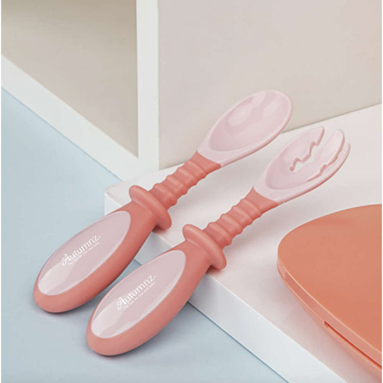 Autumnz Bendable Spoon + Fork Set - Blue/Pink (6m+)