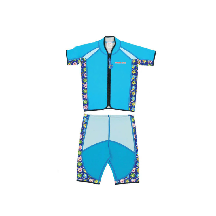 Cheekaaboo Twinwets Toddler Thermal Swimsuit UPF50+ Blue Monster