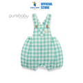 Purebaby Organic Lagoon Gingham Linen Blend Overralls