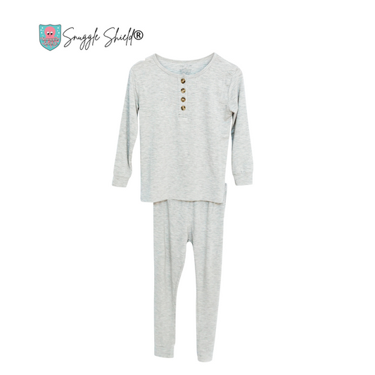 Snuggle Shield® LUXE bamboo 2 piece long sleeve sleeper set Heather Grey