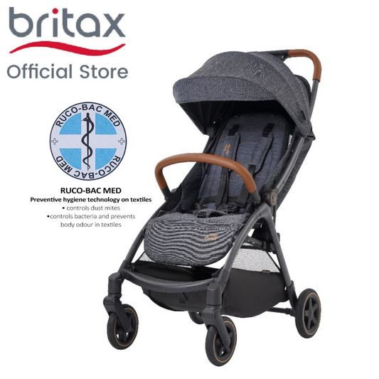 [ Display Unit ] Britax Gravity II Auto One-Handed Fold Stroller - Marble Blue (Birth - 22kg/4 Years Old)