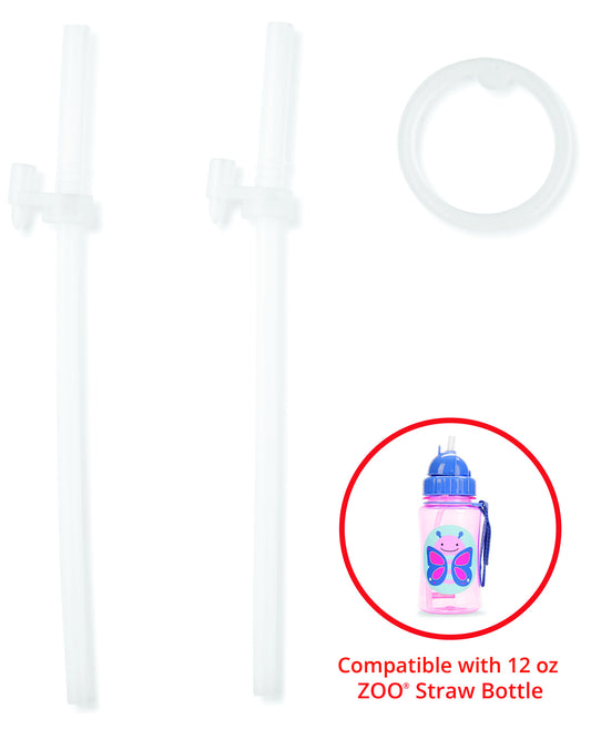 Skip Hop Zoo Straw Bottle (12 oz) Extra Straws - 2pcs