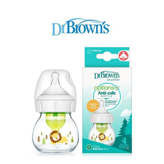 Dr Brown's Options+ Glass Wide Neck Bottle 60ml/1Pc Lion