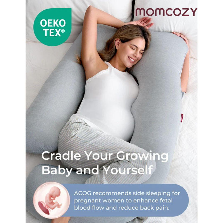 Momcozy PP102 U-Shaped Cooling Fabric Pregnancy Pillow - Blue