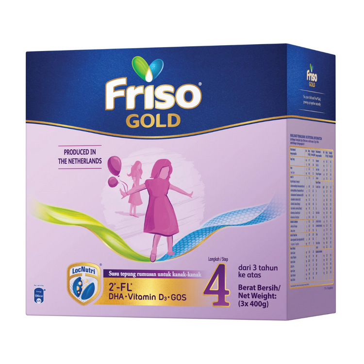 Friso Gold Step 4 Milk Formula 1.2kg (3yrs+) (3 x 400g) [Exp 30 Jun 2026 &/ Later]