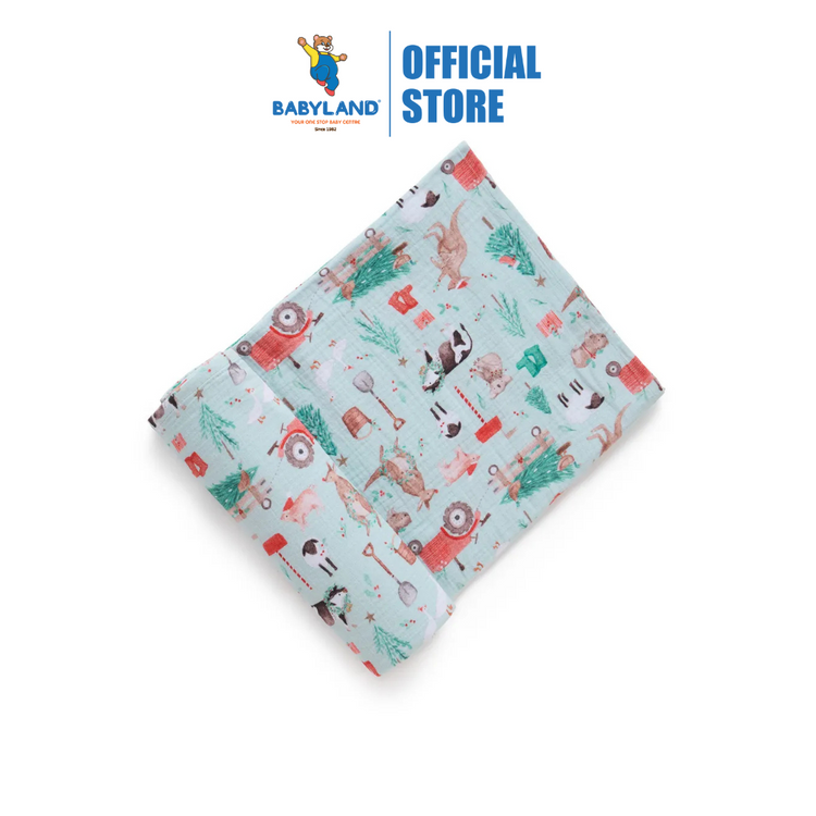 Purebaby Organic Muslin Wrap Farmyard Christmas Crinkle