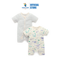 Purebaby Whale 2 Pack Short Zip Growsuit