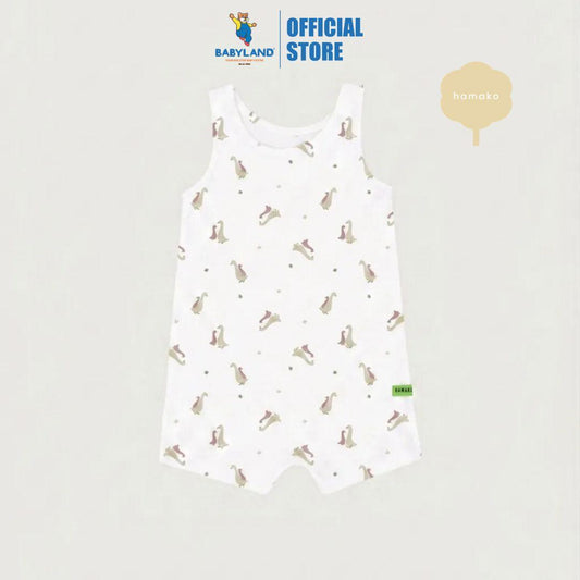 Hamako Tencel Baby Kids Sleeveless Romper - Rose Goose