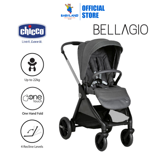 Chicco Bellagio Stroller - Black Satin (Newborn till 22kg) | Two Ways Facing Stroller