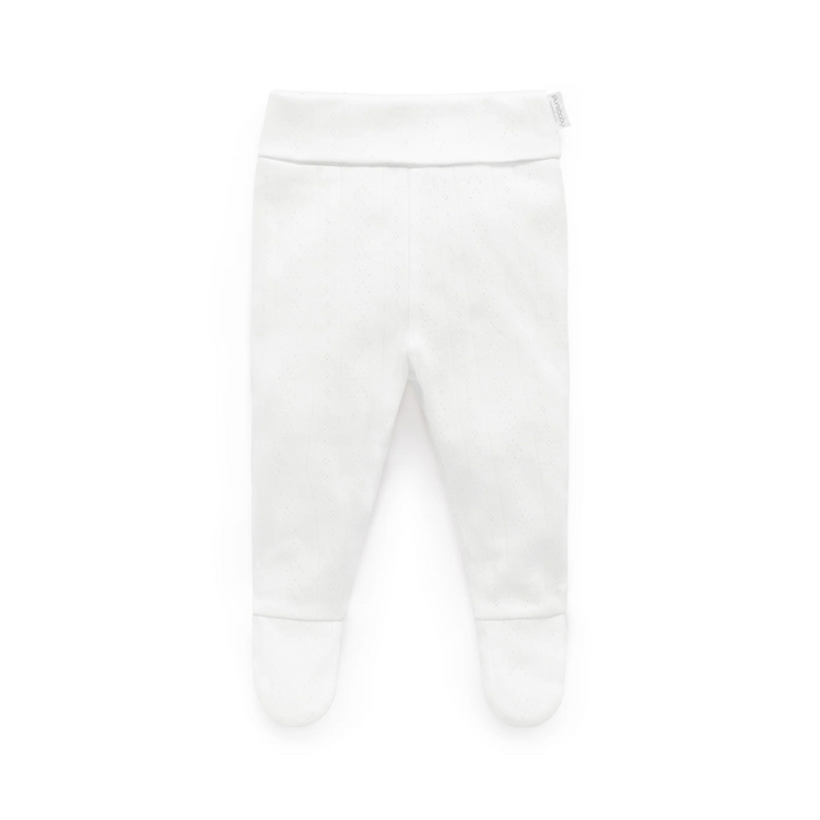 Purebaby Organic Footed Leggings - White Pointelle