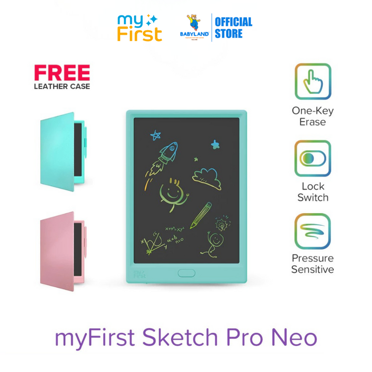 myFirst Sketch Pro NEO Color LCD Sketch Pad Digital Writing Tablet/Drawing/Sketch Pad (10") [Free Leather Case]
