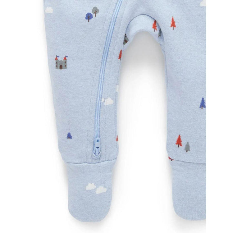 Purebaby Organic Zip Growsuit Castle Print
