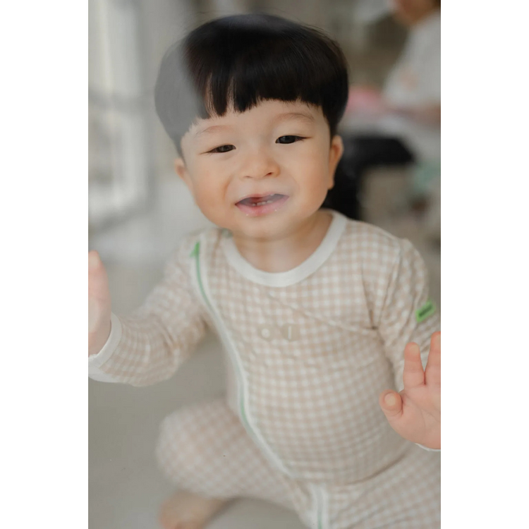 Hamako Tencel Micromodal Jippa Suit - Creme Gigham