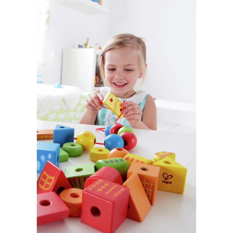 Hape 1019 String Along Shapes sorting bead for kids 3+ years