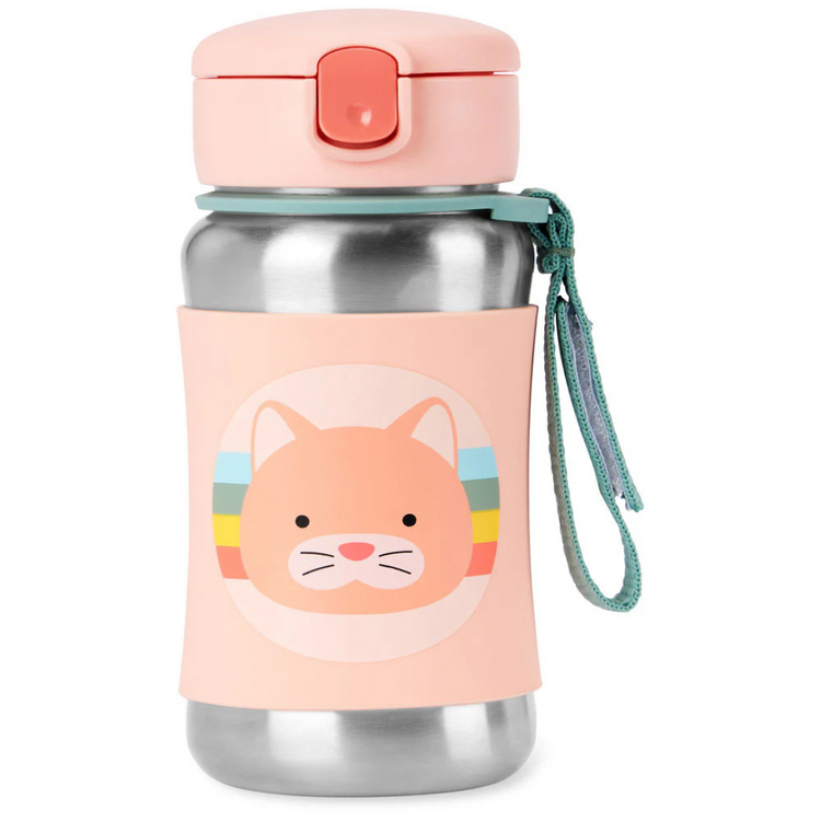 Skip Hop Zoo Stainless Steel Straw Bottle 360ml - Cat