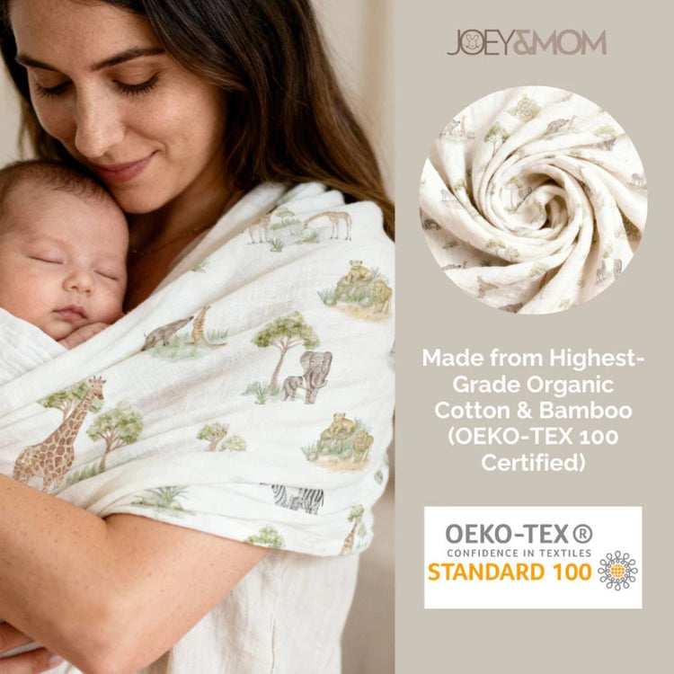 Joey & Mom Luxuriously Soft Bamboo Cotton Baby Swaddle (Set of 3) | Eczema Friendly