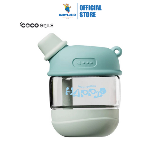 Cocosmile 8324 Coco Dudu Straw Glass Cup 450ml - Blue