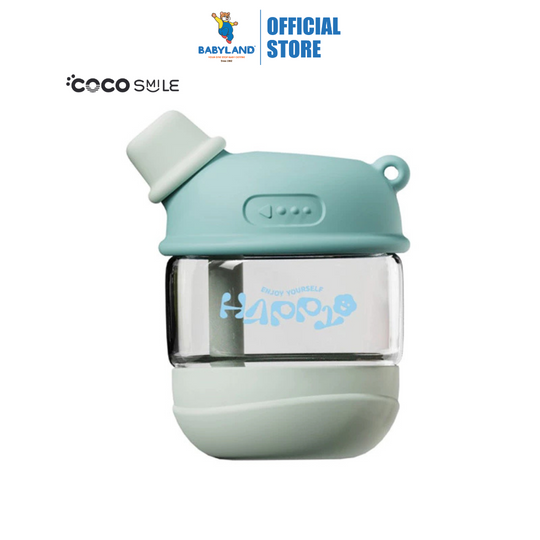 Cocosmile 8324 Coco Dudu Straw Glass Cup 450ml - Blue