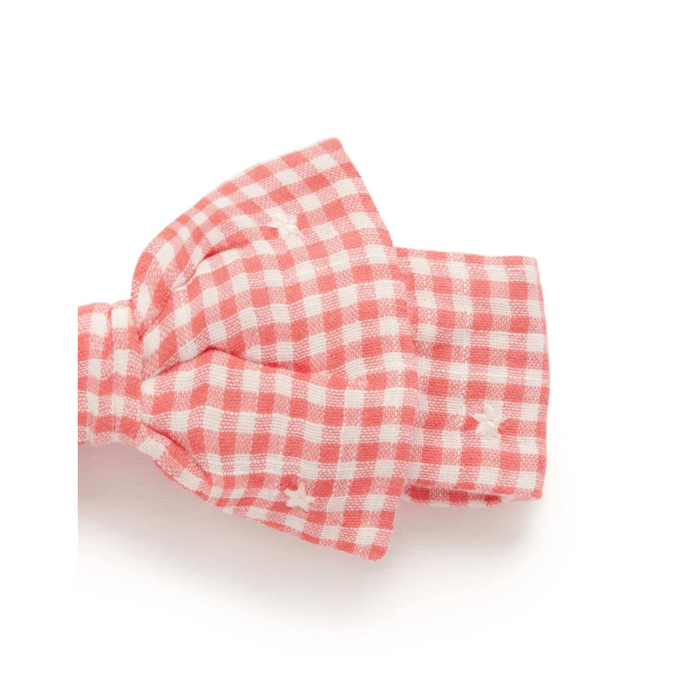 Purebaby Organic Bow Headband Gingham Star Broderie