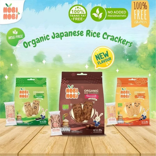 [HALAL] Nobi Nobi Organic Rice Crackers (80g) (18m+) Ready To Eat Baby Rice Snacks /Travel Food /Baby Food