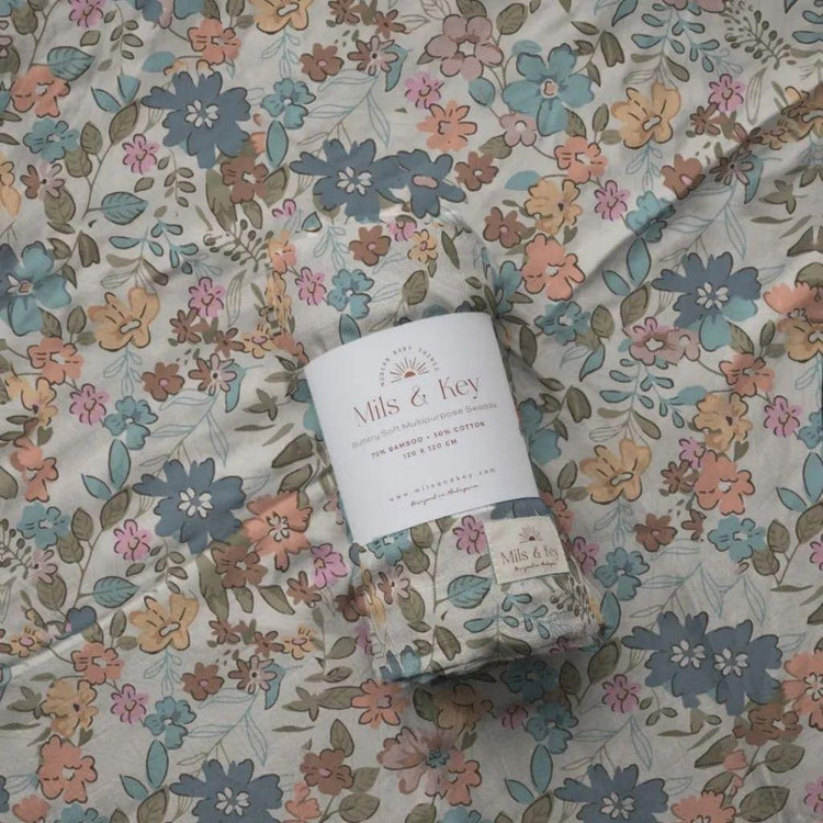 Mils and Key Swaddle - Bamboo + Cotton Swaddle (120cm x 120 cm)