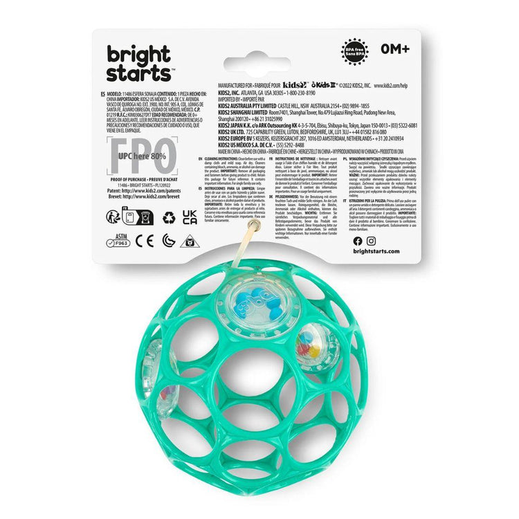Bright Starts Oball Rattle Easy-Grasp Toy - Teal (0M+)