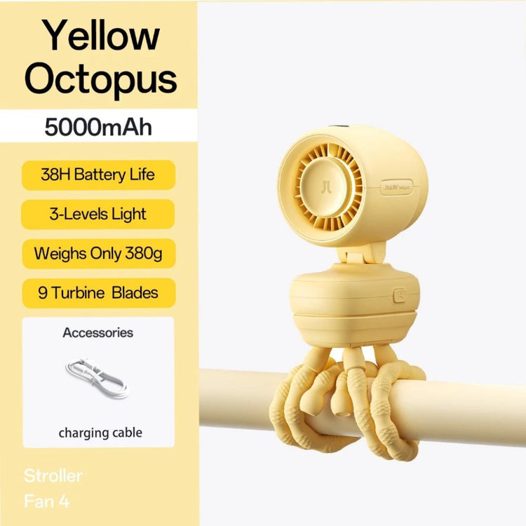 JisuLife Stroller Fan 4 (5000mAh) 38H Long Battery Ultra Quiet Octopus Fan